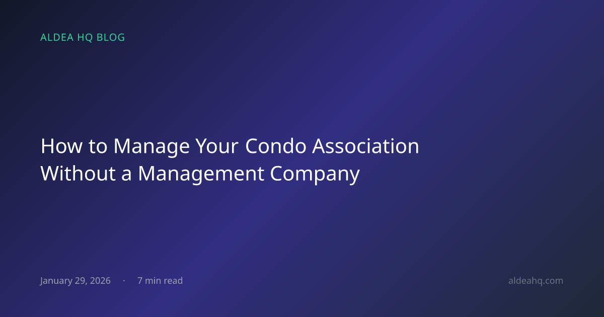 How to Manage Your Condo Association Without a Management Company