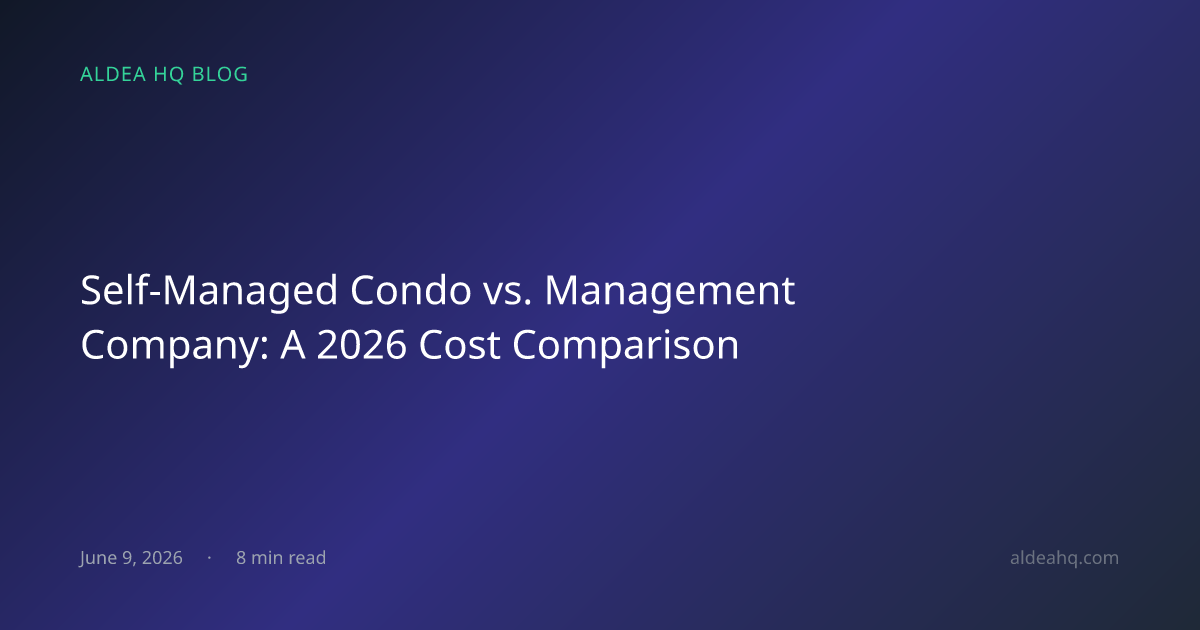 Self-Managed Condo vs. Management Company: A 2026 Cost Comparison